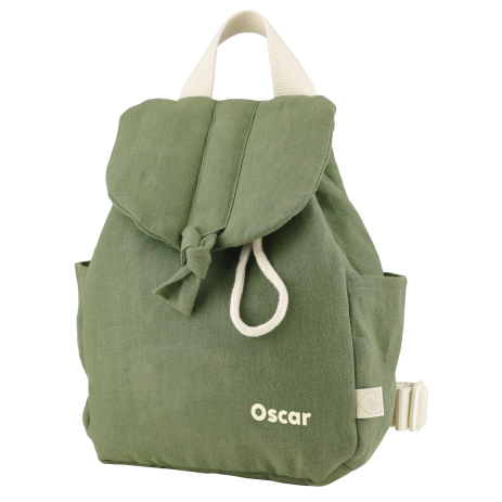 mochila para bebé de lino personalizable con asas ajustables