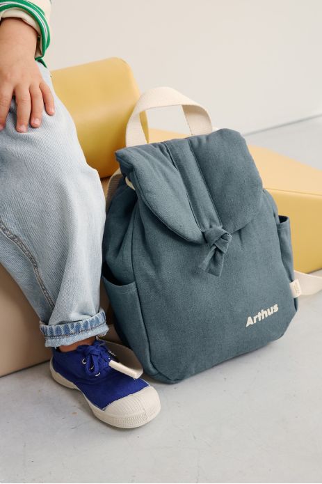 mochila para bebé de lino personalizable con asas ajustables