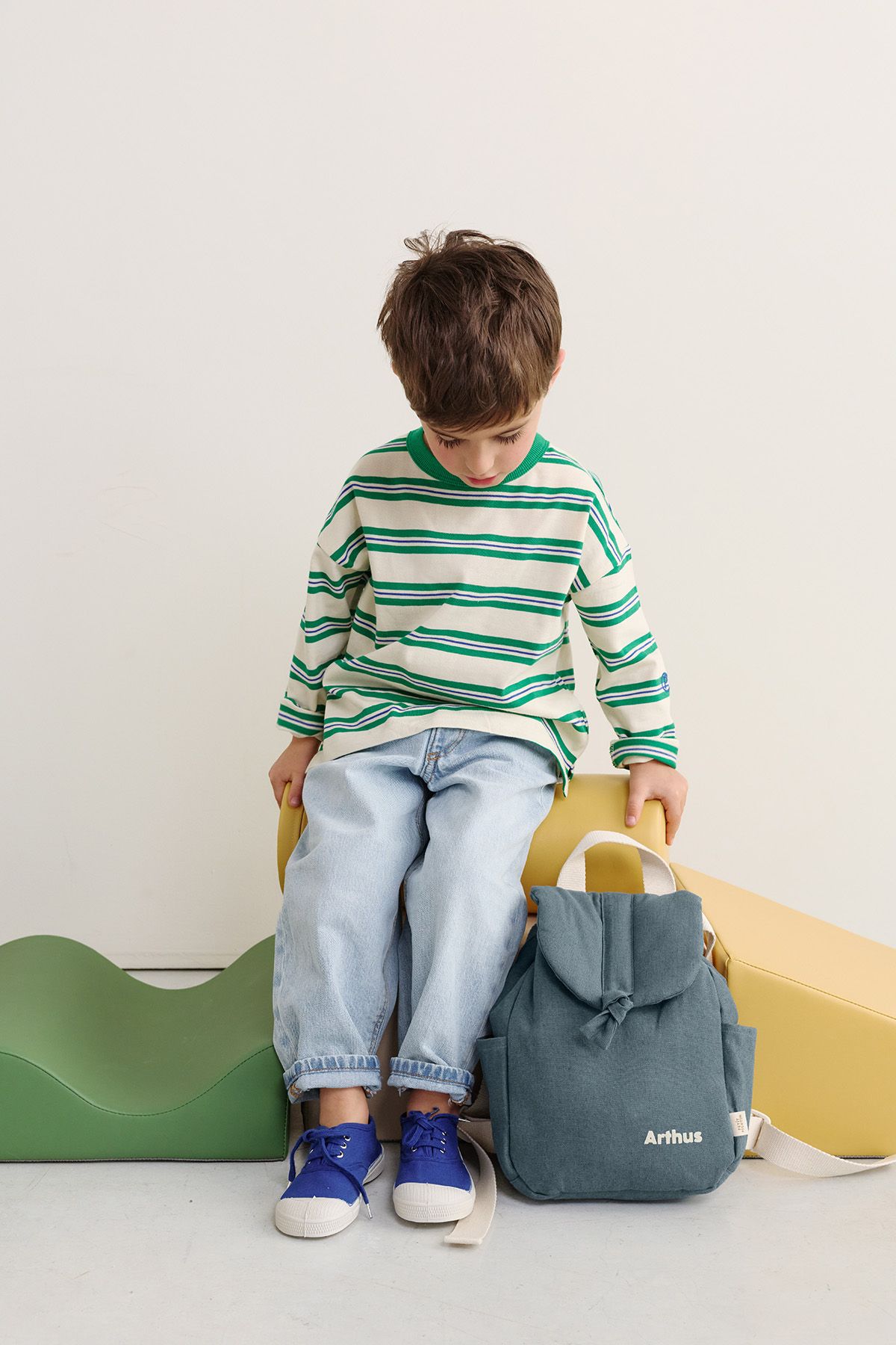 mochila para bebé de lino personalizable con asas ajustables