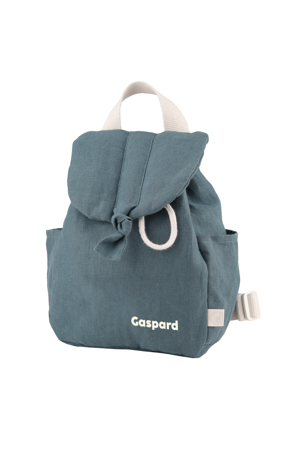 mochila para bebé de lino personalizable con asas ajustables