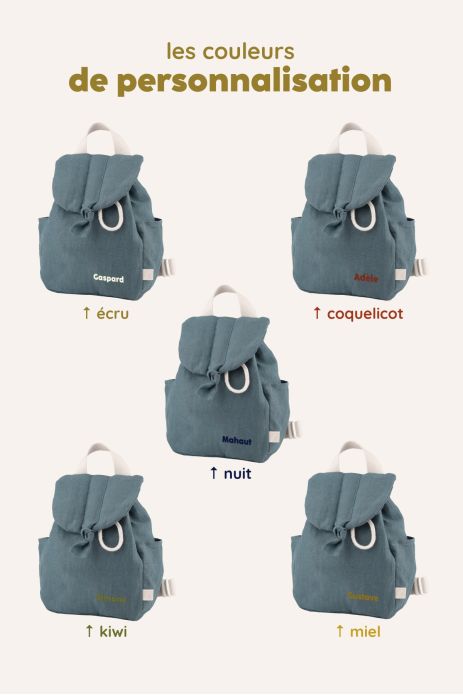 mochila para bebé de lino personalizable con asas ajustables