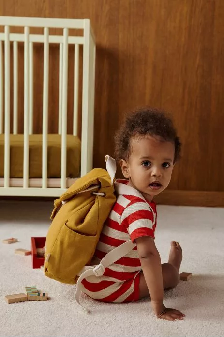 mochila para bebé de lino personalizable con asas ajustables