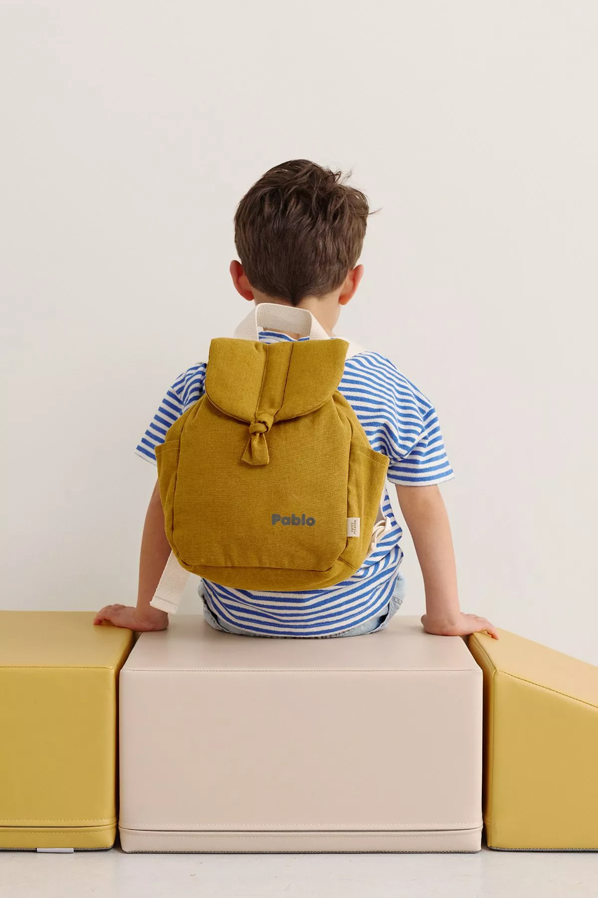 mochila para bebé de lino personalizable con asas ajustables
