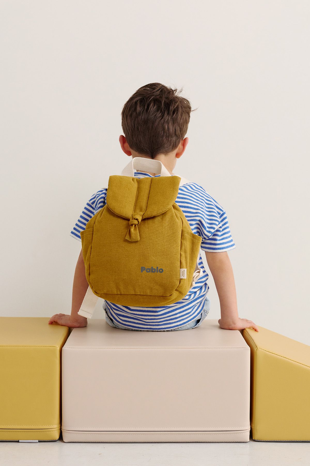 sac à dos bébé en lin personnalisable avec anses ajustables