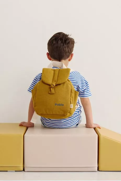 mochila para bebé de lino personalizable con asas ajustables