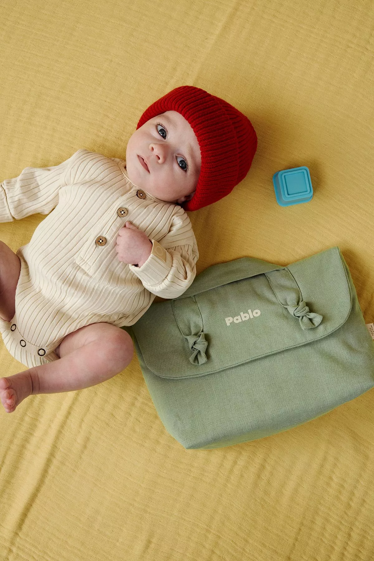 trousse de toilette en lin pour bébé personnalisable