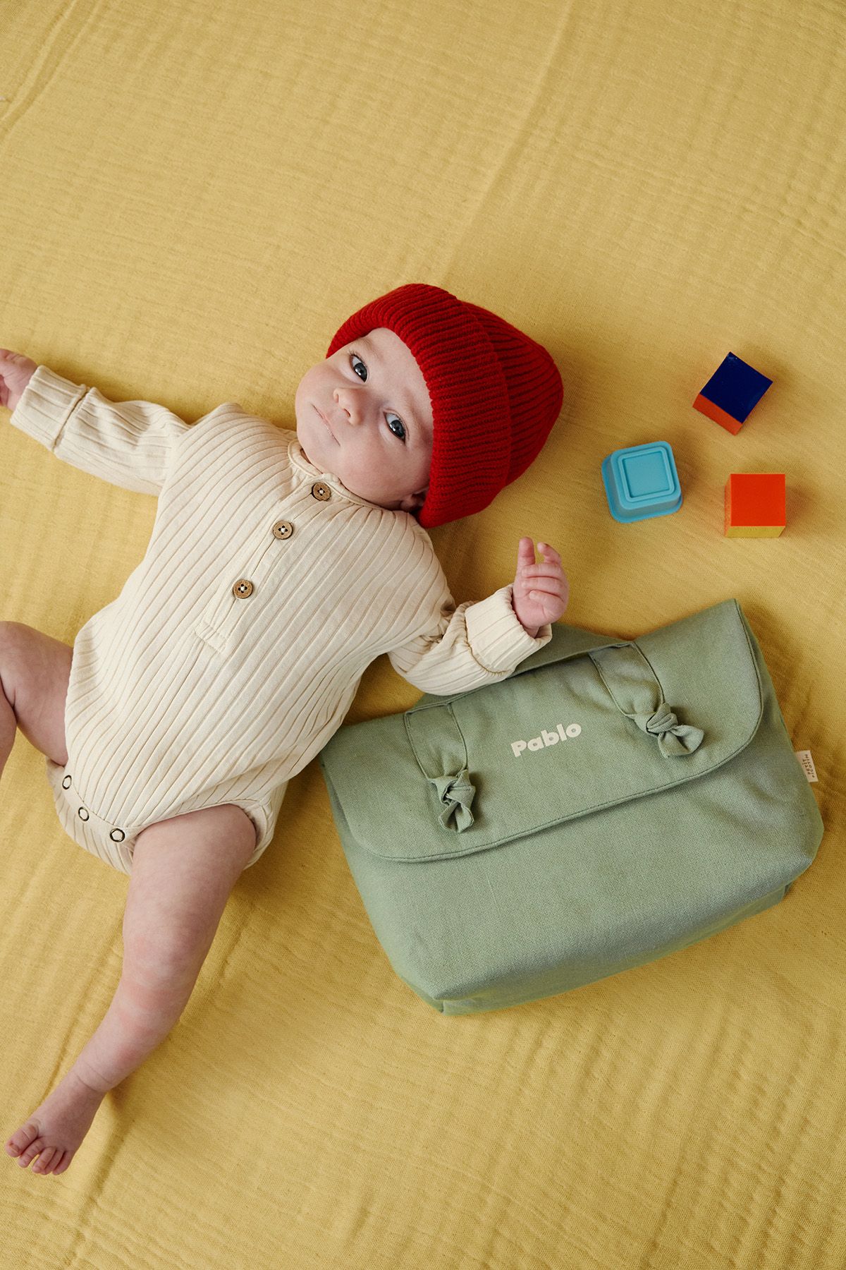 trousse de toilette en lin pour bébé personnalisable
