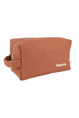 large personalized linen toiletry bag with interior pockets for children and adults