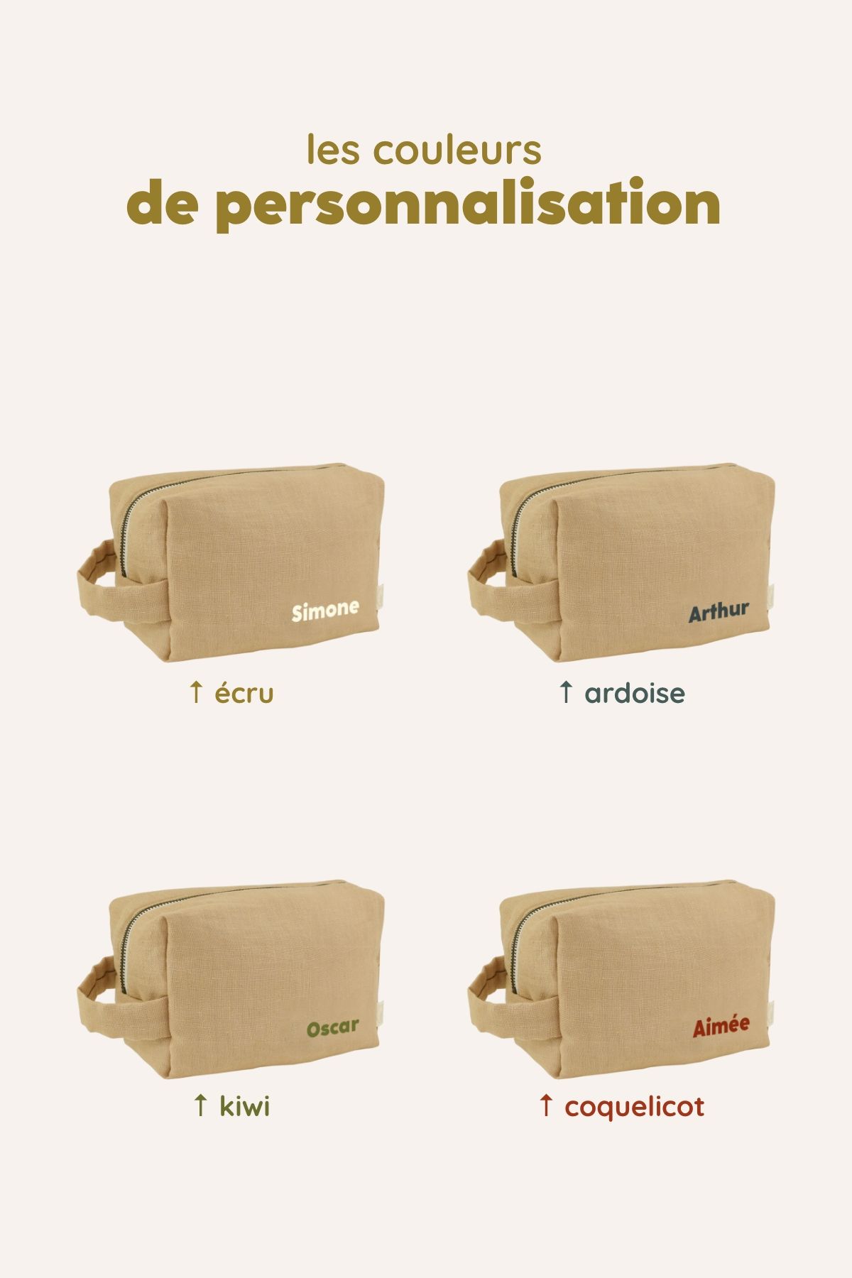 pequeño neceser de lino personalizable para niño adulto