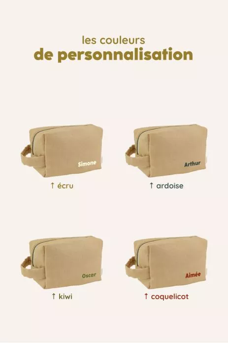 petite trousse de toilette en lin personnalisable pour enfant adulte
