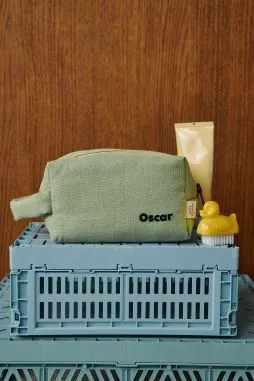 small personalizable linen toiletry bag for children and adults