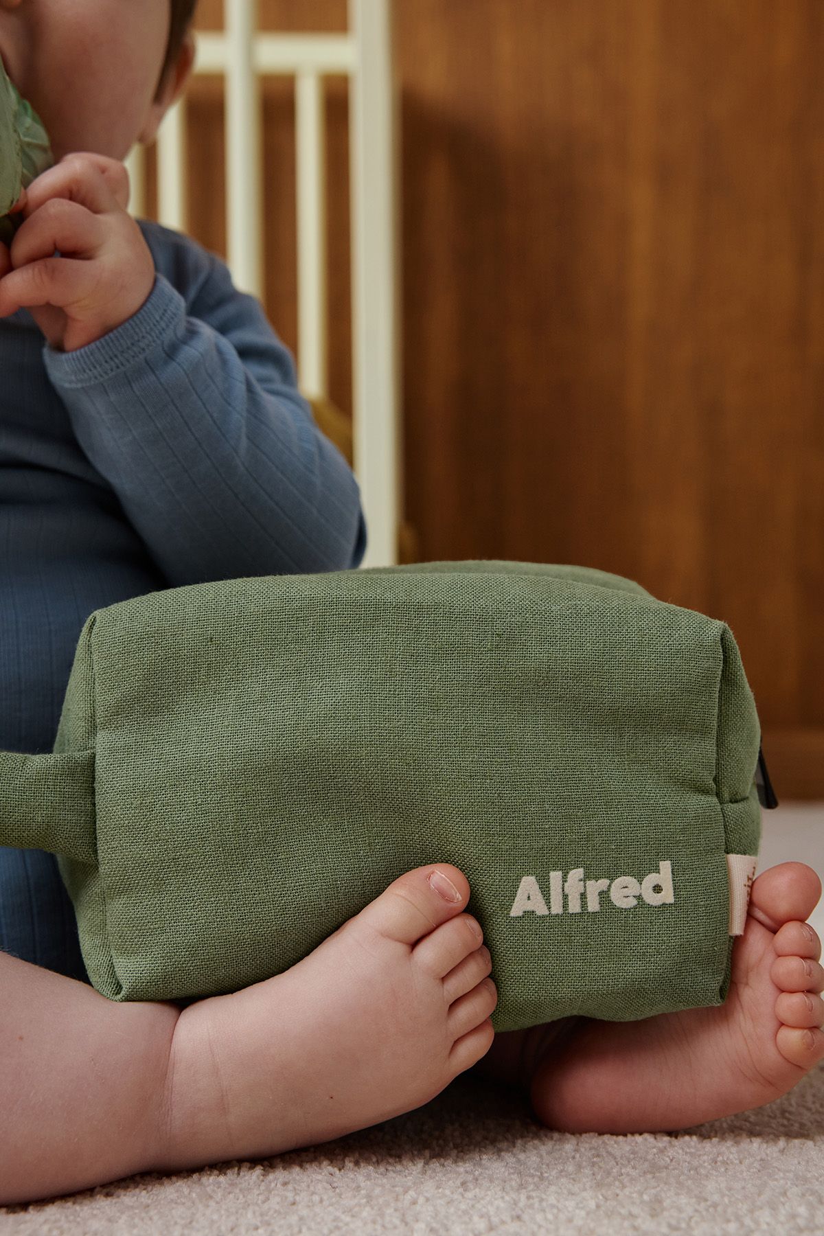 small personalizable linen toiletry bag for children and adults