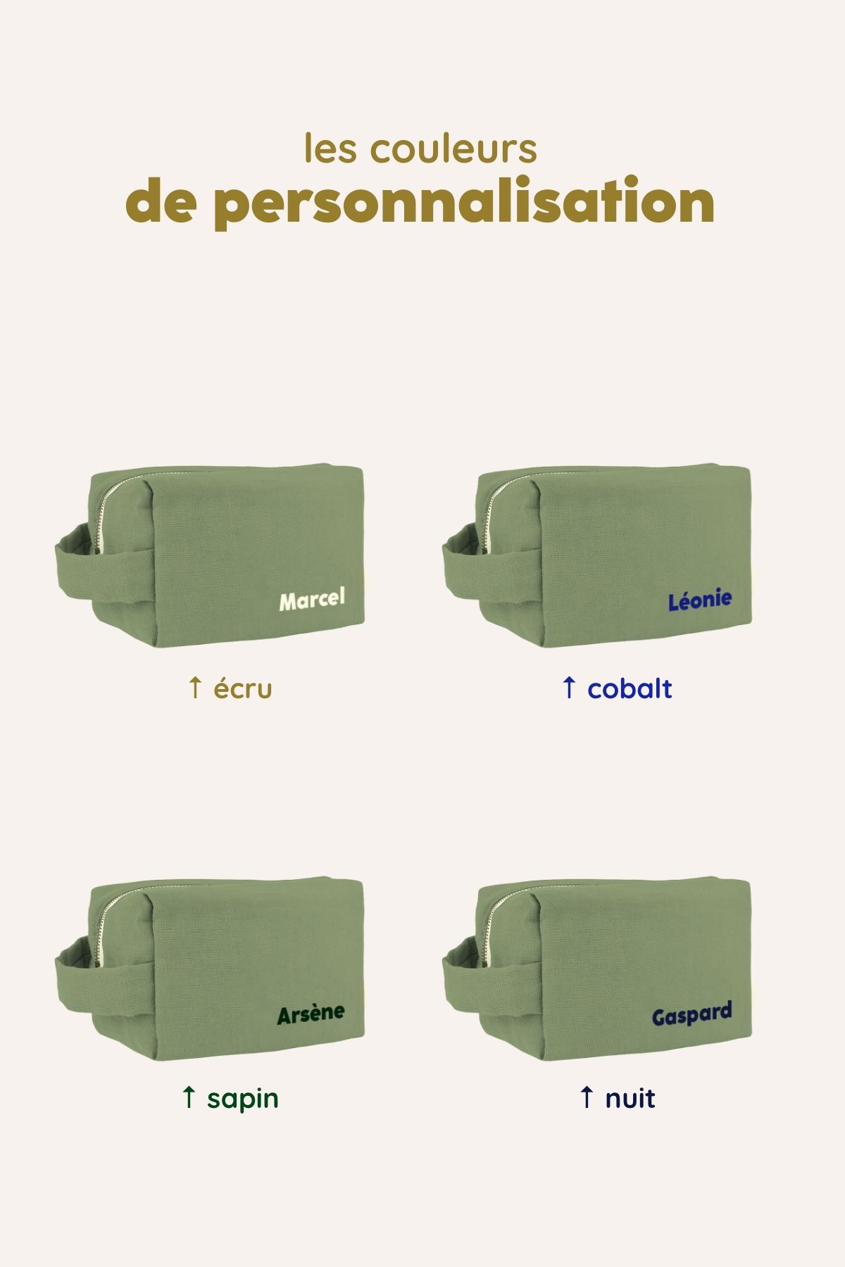 small personalizable linen toiletry bag for children and adults