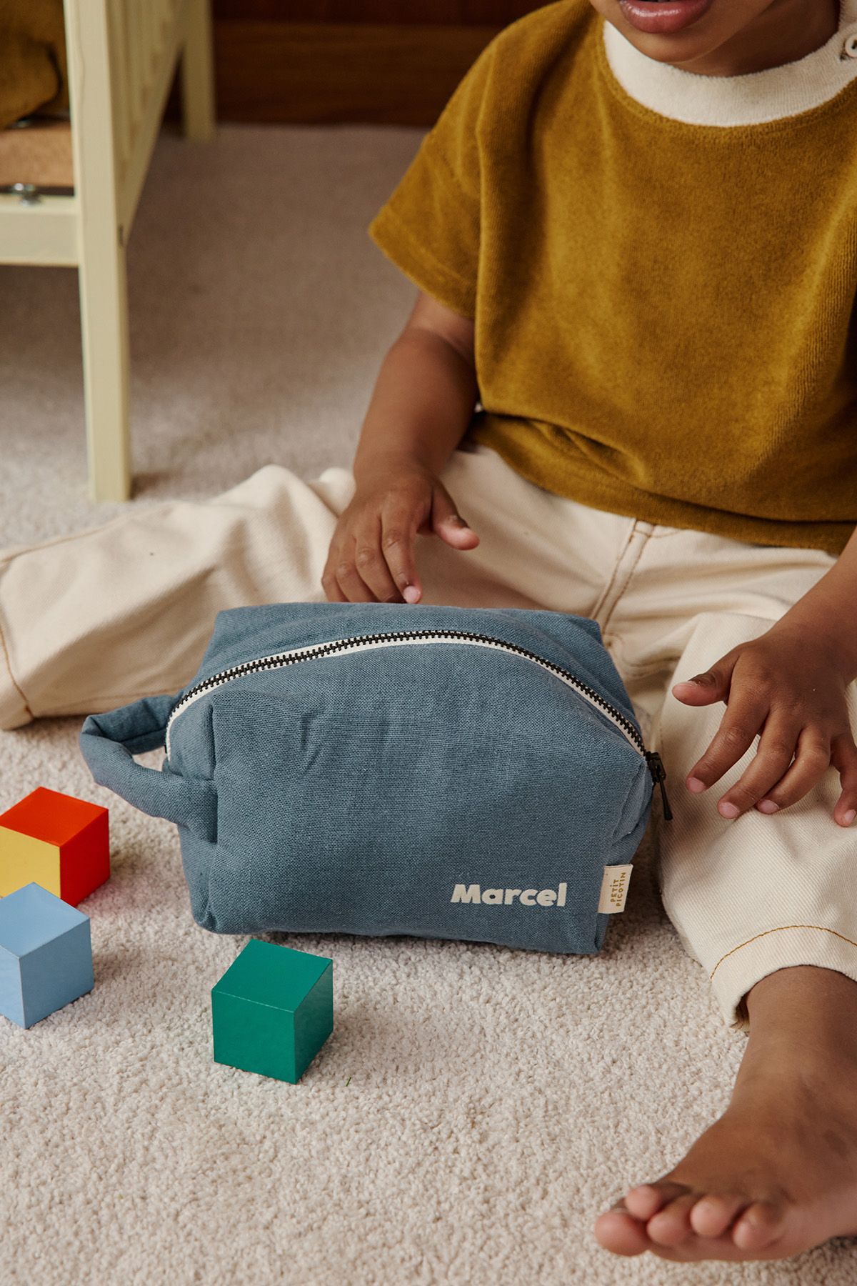 pequeña bolsa de aseo de lino personalizable para niño adulto