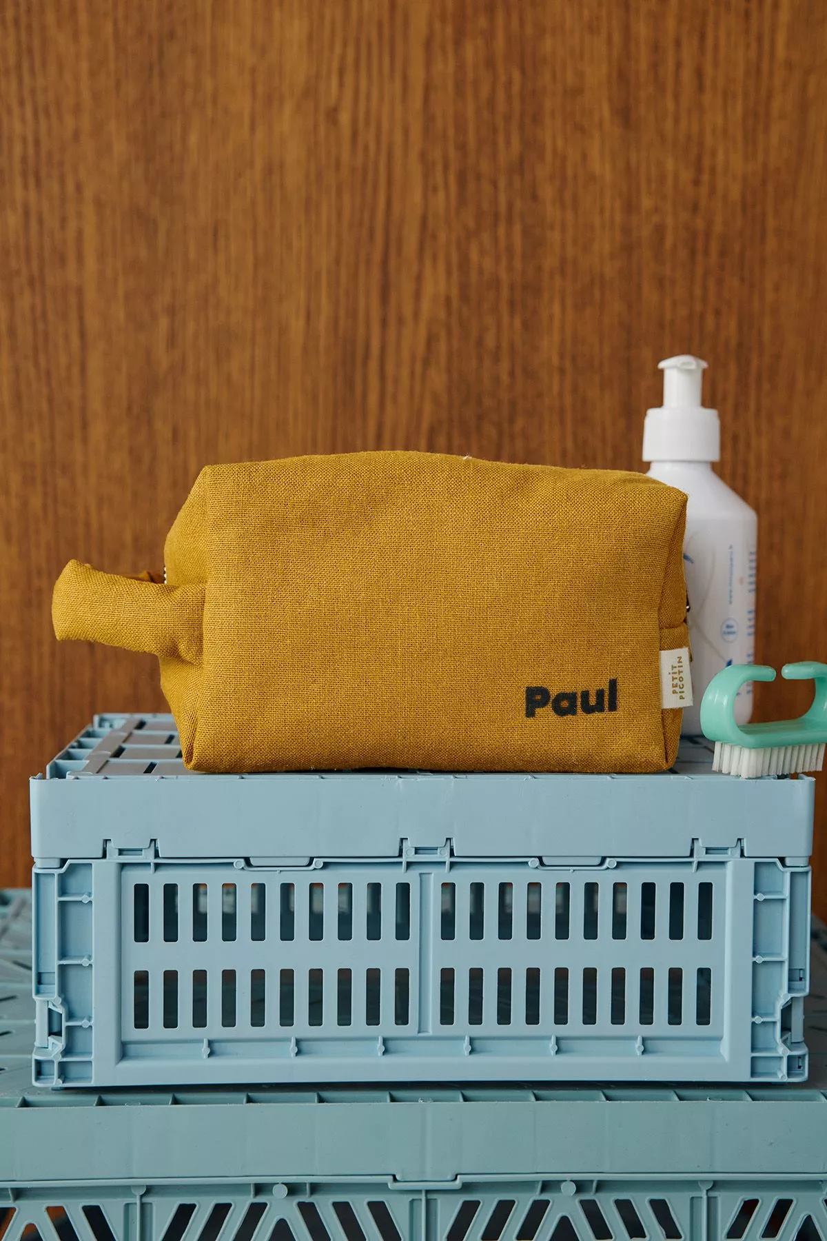 pequeña bolsa de aseo de lino personalizable para niño adulto