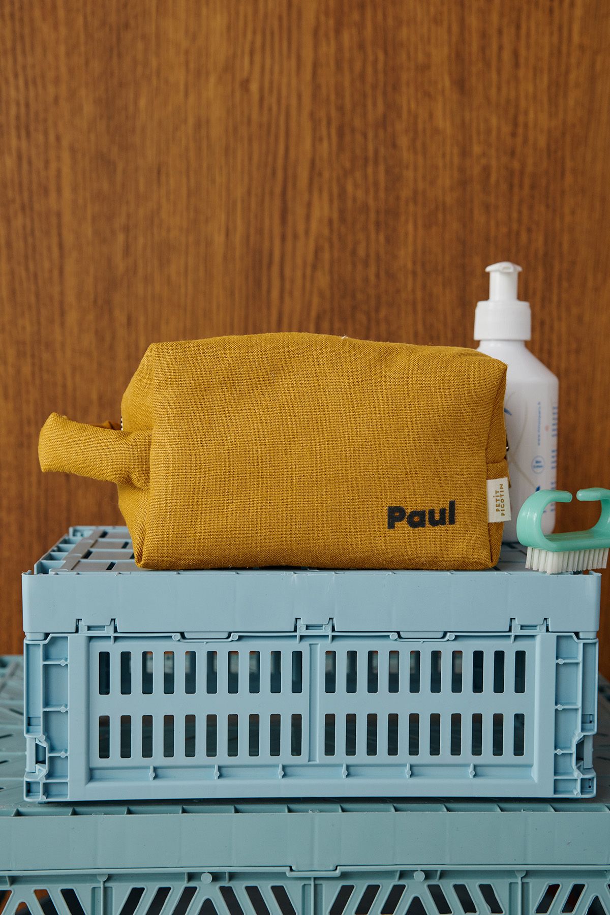 petite trousse de toilette en lin personnalisable pour enfant adulte