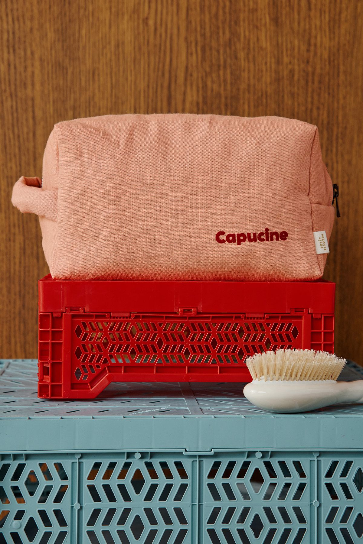 grande trousse de toilette avec des poches intérieures en lin personnalisable enfant adulte