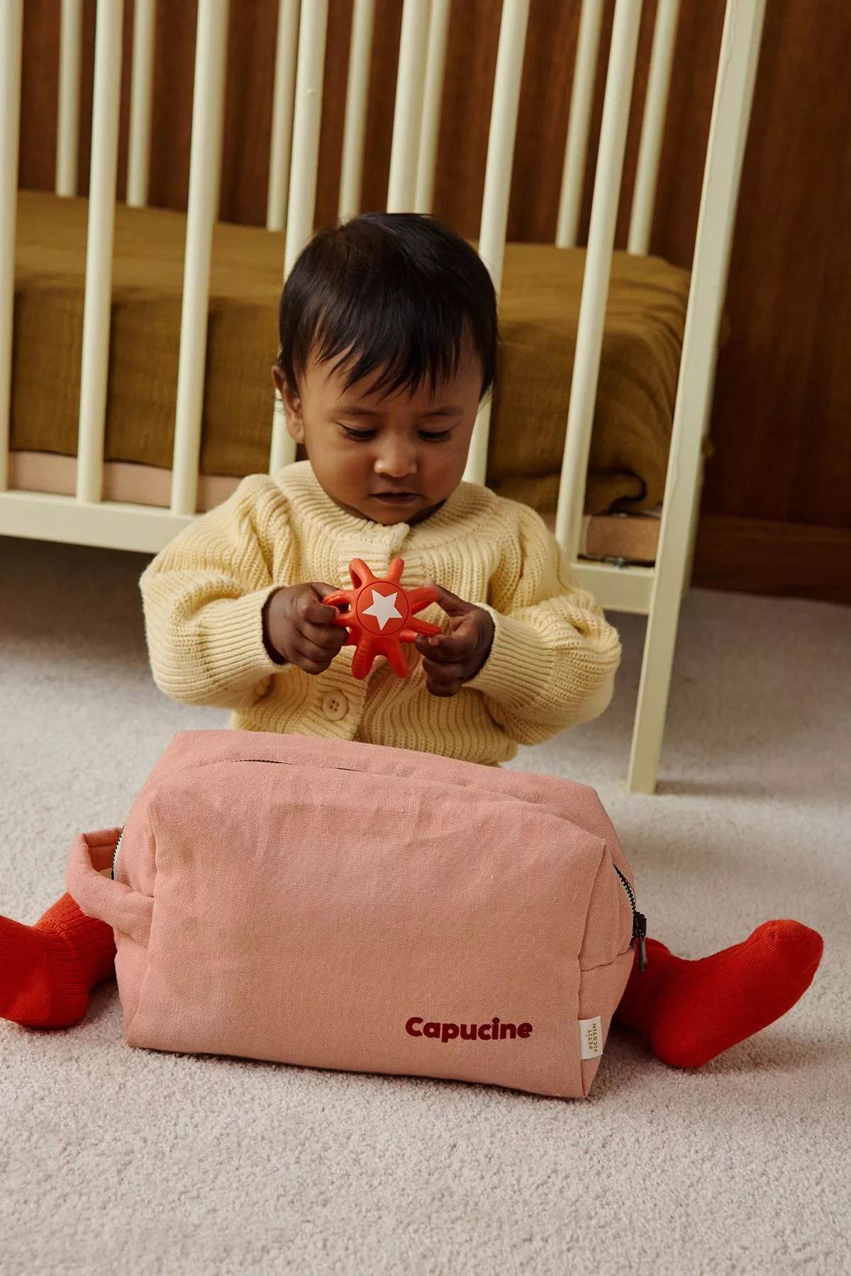 grande trousse de toilette avec des poches intérieures en lin personnalisable enfant adulte