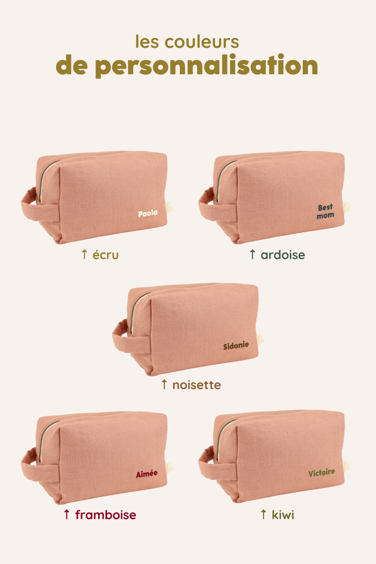 grande trousse de toilette avec des poches intérieures en lin personnalisable enfant adulte