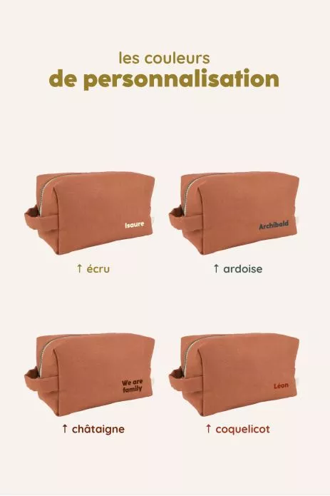 grande trousse de toilette avec des poches intérieures en lin personnalisable enfant adulte