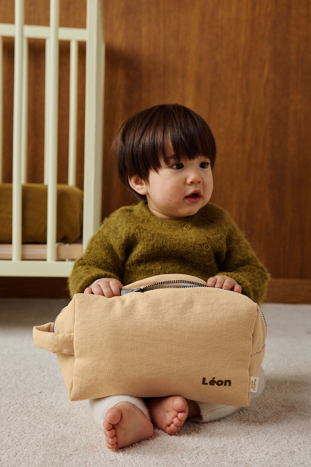 gran bolsa de aseo con bolsillos interiores de lino personalizable niño adulto