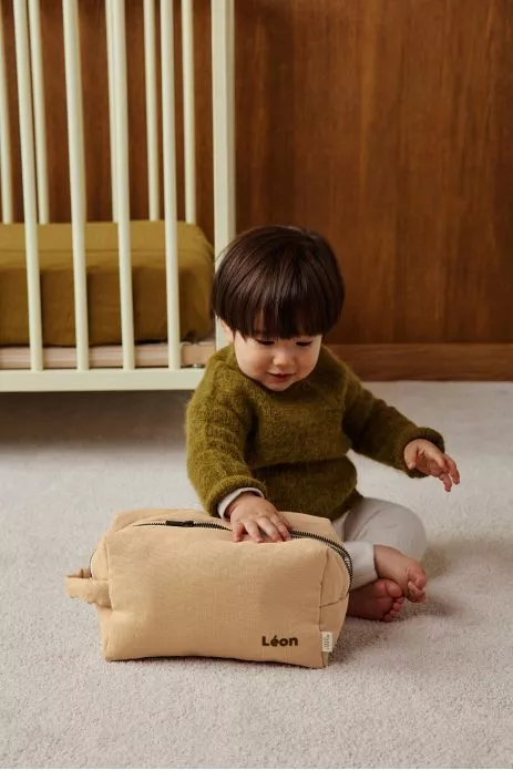 neceser grande con bolsillos interiores en lino personalizable para niño y adulto