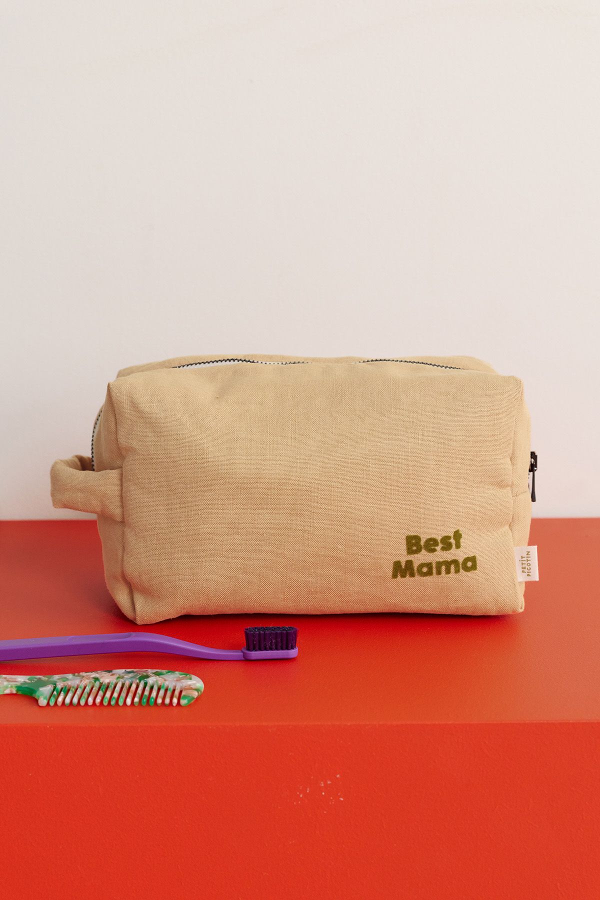 gran bolsa de aseo con bolsillos interiores de lino personalizable niño adulto
