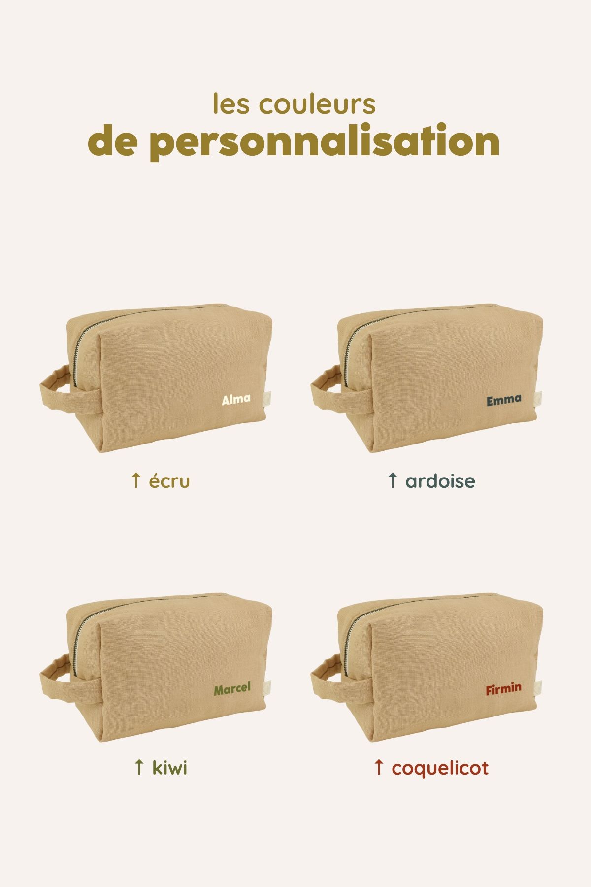 gran bolsa de aseo con bolsillos interiores de lino personalizable niño adulto