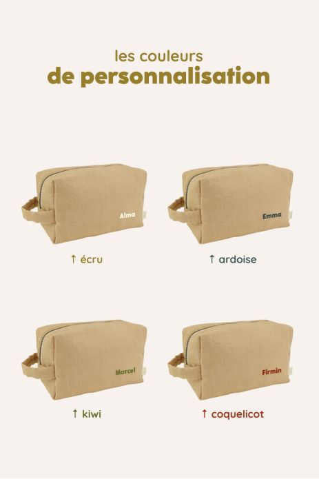 gran bolsa de aseo con bolsillos interiores de lino personalizable niño adulto