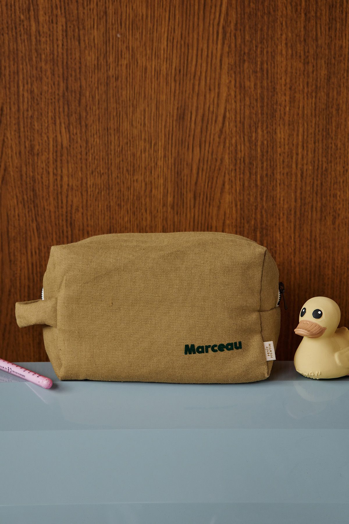 gran bolsa de aseo con bolsillos interiores de lino personalizable niño adulto
