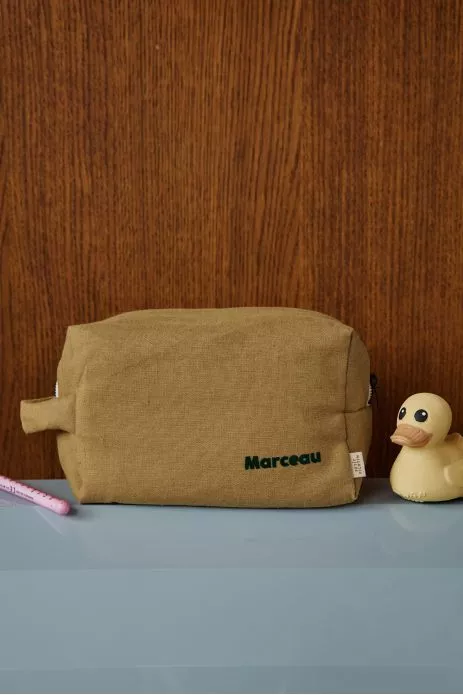 grande trousse de toilette avec des poches intérieures en lin personnalisable enfant adulte