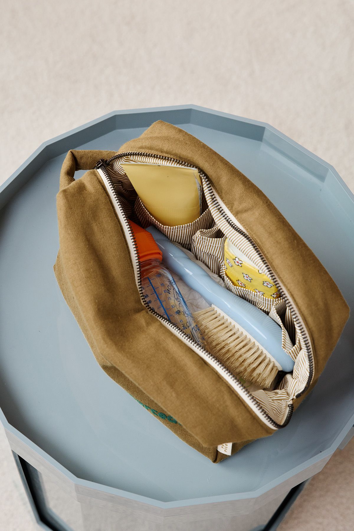 gran bolsa de aseo con bolsillos interiores de lino personalizable niño adulto