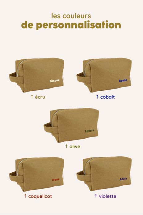 gran bolsa de aseo con bolsillos interiores de lino personalizable niño adulto