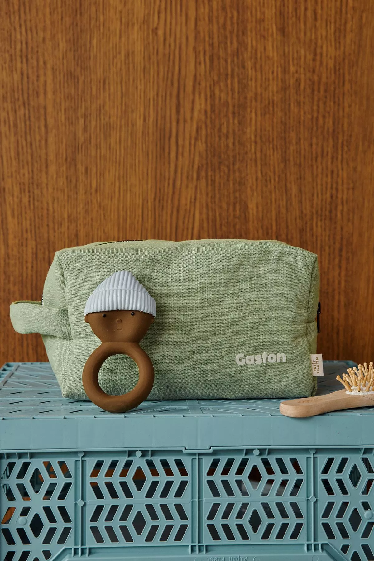 grande trousse de toilette avec des poches intérieures en lin personnalisable enfant adulte