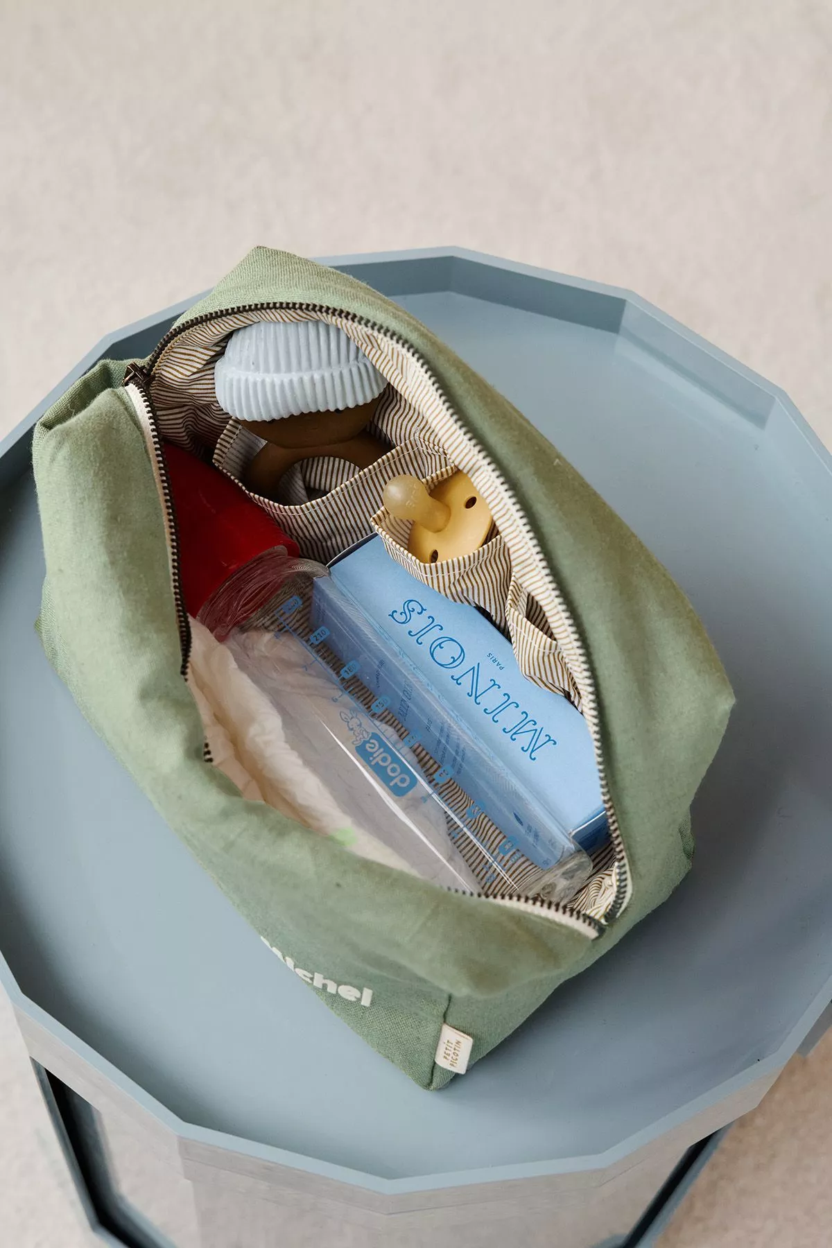 grande trousse de toilette avec des poches intérieures en lin personnalisable enfant adulte