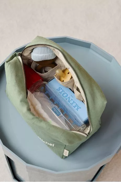 grande trousse de toilette avec des poches intérieures en lin personnalisable enfant adulte