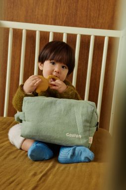 large toiletry bag with personalized interior linen pockets for children and adults