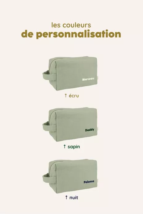 grande trousse de toilette avec des poches intérieures en lin personnalisable enfant adulte