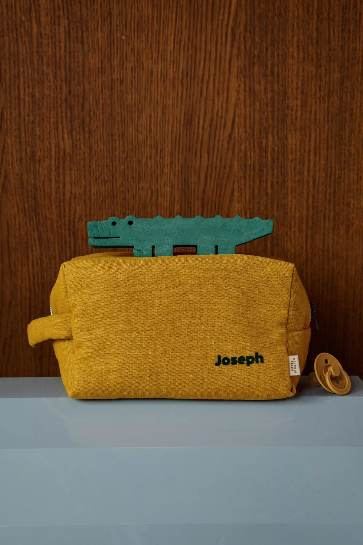 grande trousse de toilette avec des poches intérieures en lin personnalisable enfant adulte