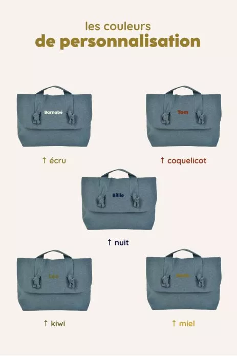 trousse de toilette en lin pour bébé personnalisable