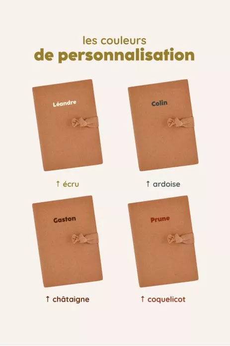protège carnet de santé en lin personnalisé - idée cadeau de naissance personnalisée