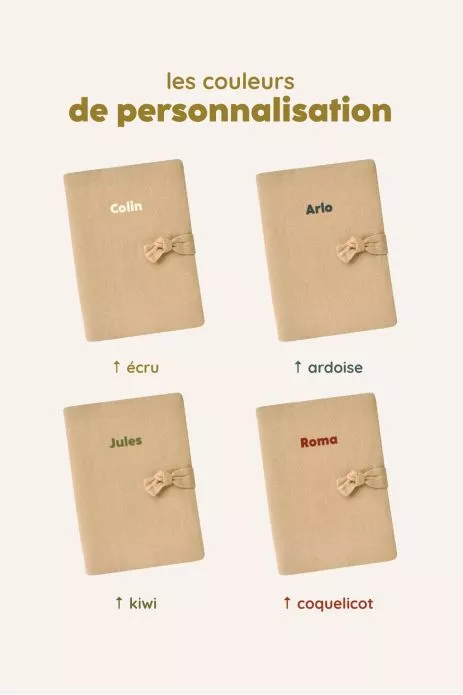 protège carnet de santé en lin personnalisé - idée cadeau de naissance personnalisée