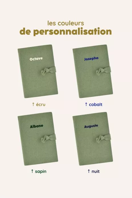 personalized linen health booklet cover - personalized birth gift idea