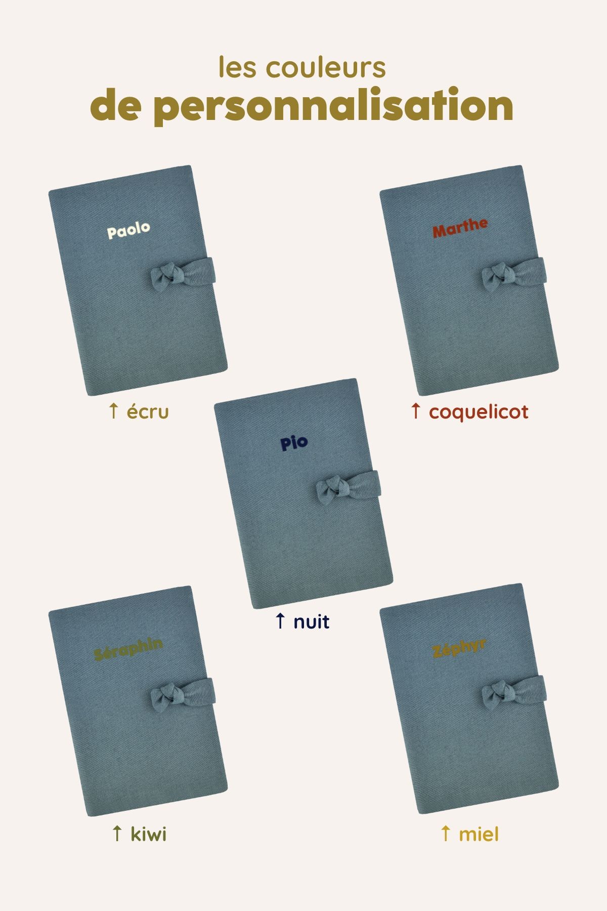 protège carnet de santé en lin personnalisé - idée cadeau de naissance personnalisée