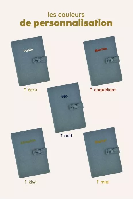 protège carnet de santé en lin personnalisé - idée cadeau de naissance personnalisée