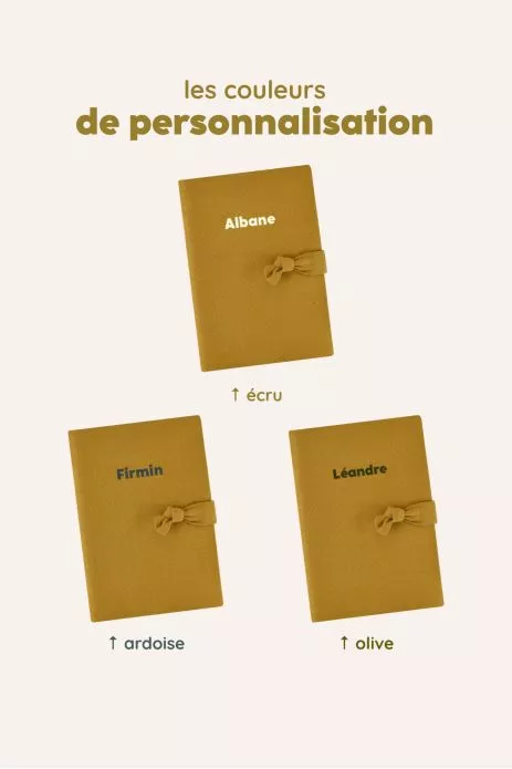 protège carnet de santé en lin personnalisé - idée cadeau de naissance personnalisée