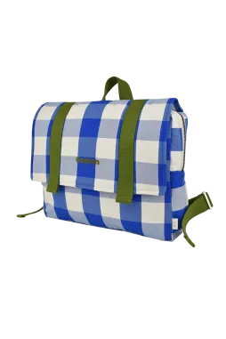 preschool backpack for children in checkered cotton, personalizable