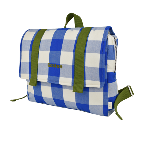cartable maternelle enfant en coton à carreaux et personnalisable
