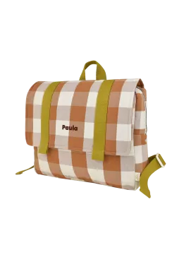 cartable maternelle enfant en coton à carreaux et personnalisable