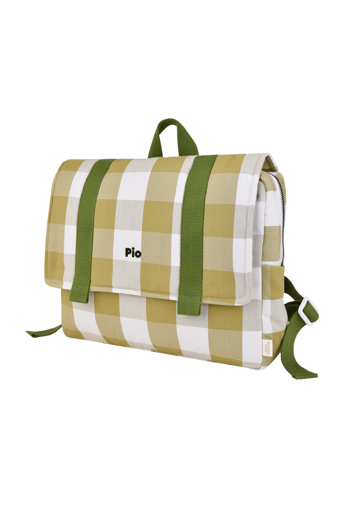 preschool backpack for children in checkered cotton, customizable